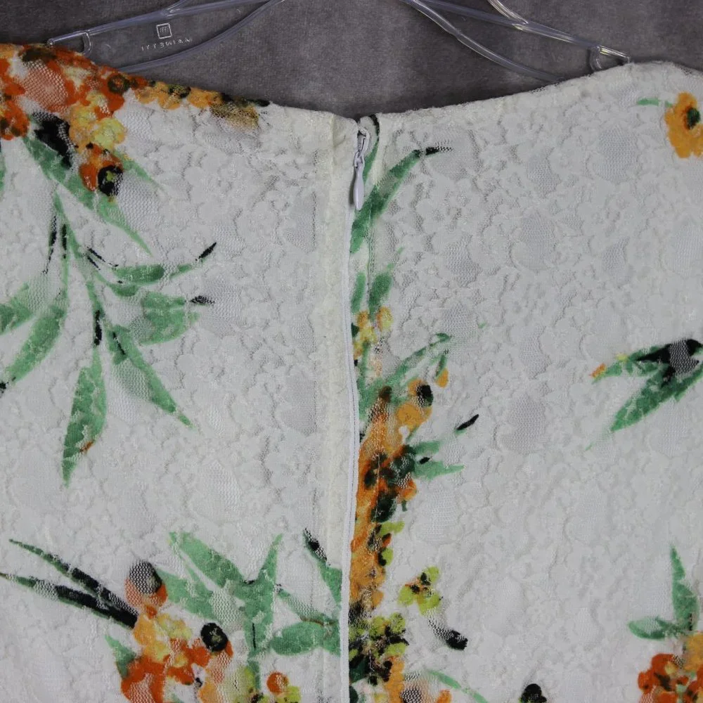 *SOLD* NWT Eva Mendez for NY & Co White Floral Print Lace Trim Dress Size Medium - Picture 11 of 12